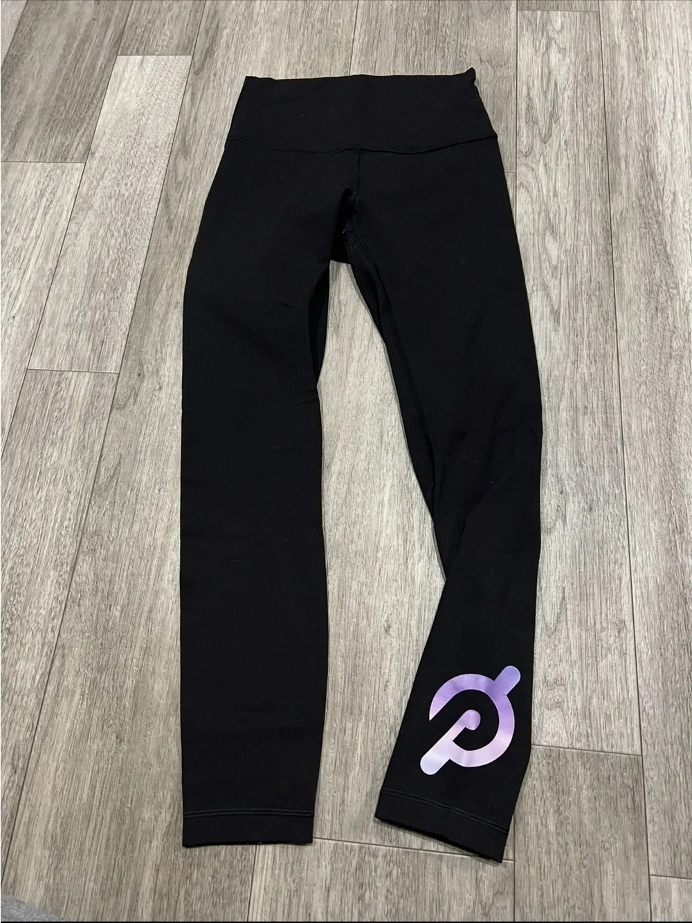 lululemon athletica Black Leggings with Lavender Ombré Peloton logo